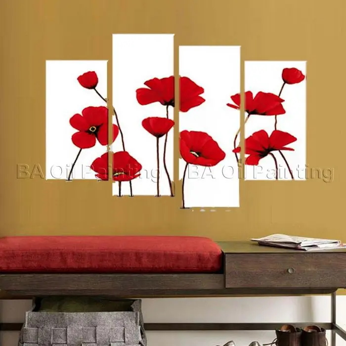 4 панели/набор художественная картина украшение на стену Ручная роспись холст