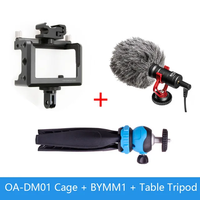 DF DIGITALFOTO OA-DM01 Vlogging металлический корпус клетки для Dji Osmo Action Vlog чехол с холодным башмаком для микрофона светодиодный легкий штатив - Цвет: DM01MM1tripod