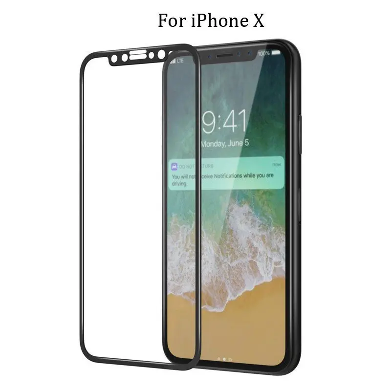 Защитная пленка для экрана iPhone X 6 7 Plus 9H блестящее 3D изогнутое углеродное волокно