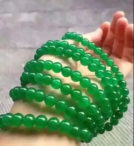 8MM Natural Green Chalcedony Round Beads Necklace 35&quot Long AAA | Украшения и аксессуары