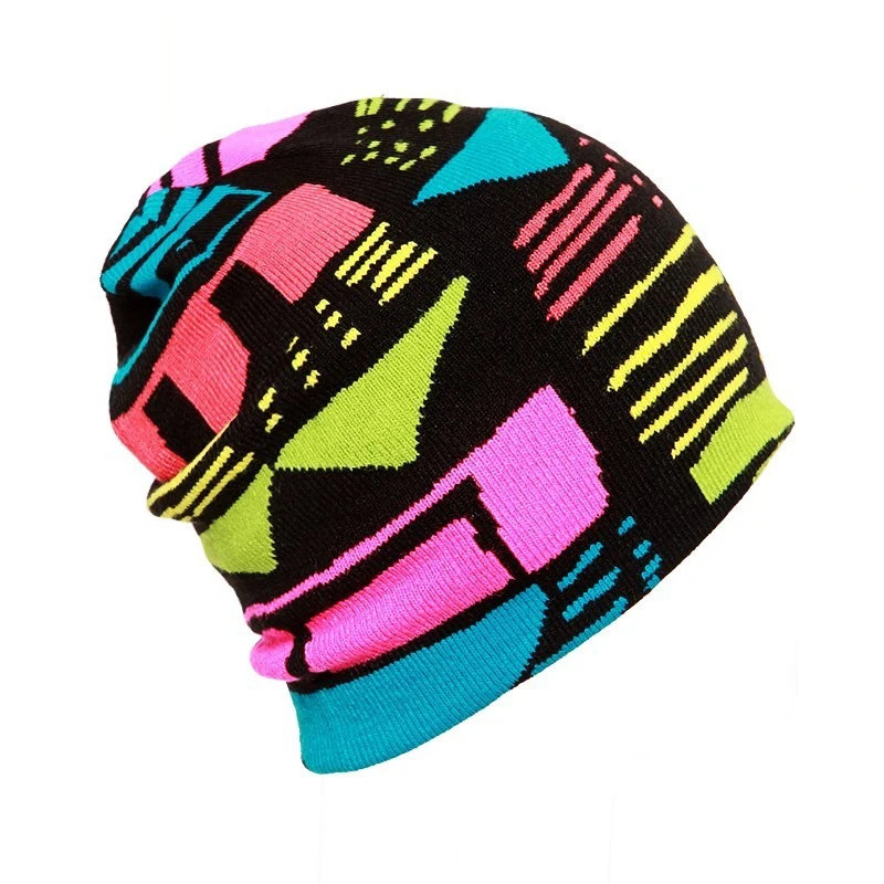 Лыжные шапки для родителей и детей теплые ветрозащитные двойные вязаные