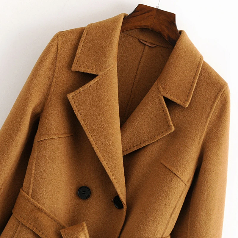 Осенне зимняя женская Двусторонняя кашемировая шерстяная куртка теплая верхняя