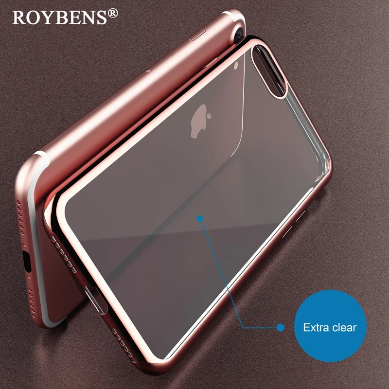 Roybens для iPhone 7 прозрачное роскошное покрытие чехла силиконовый чехол Plus 6 S 8X10
