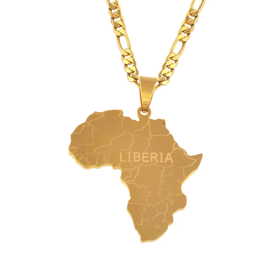 Карта Африки кулон ожерелье с LIBERIA для женщин Мужчины карты Ювелирные изделия