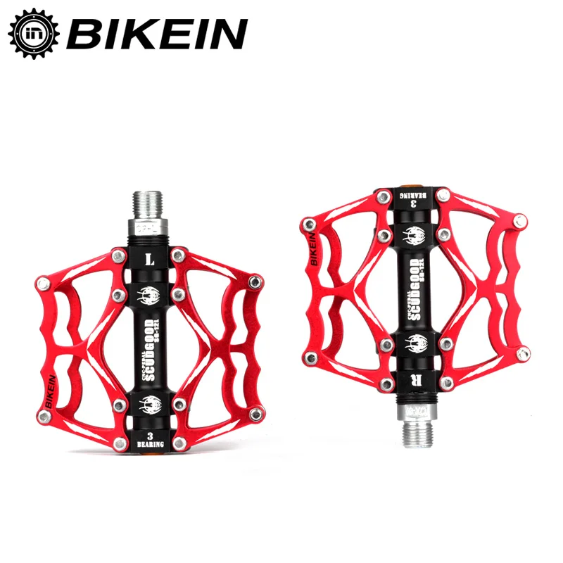 Bikein Велоспорт MTB BMX Плоские Педали Алюминий ЧПУ 3 герметичный Подшипник платформы Педали для автомобиля для дорожного горный велосипед Запчасти для велосипедов 4 цвета - Цвет: Red