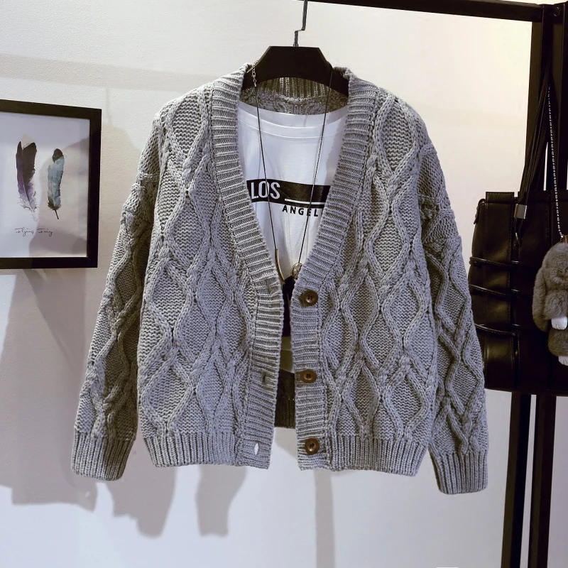 Модные женские кардиганы осенне зимняя теплая вязаная куртка свободные свитера