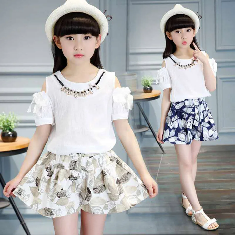 Комплект одежды для маленьких девочек милая летняя футболка штаны платье