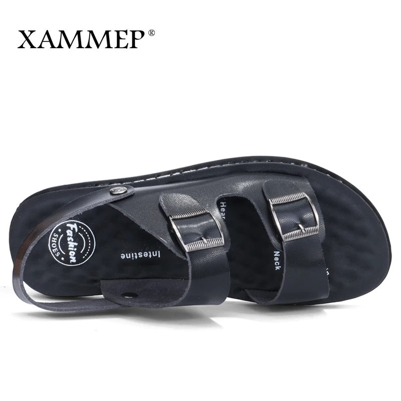 Сандалии Xammep мужские пляжные шлепанцы сплит кожа брендовые Повседневная летняя