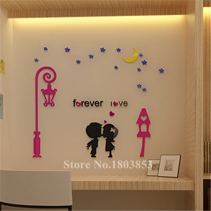 Детские Мультяшные 3D Хрустальные акриловые настенные наклейки спальня диван тв