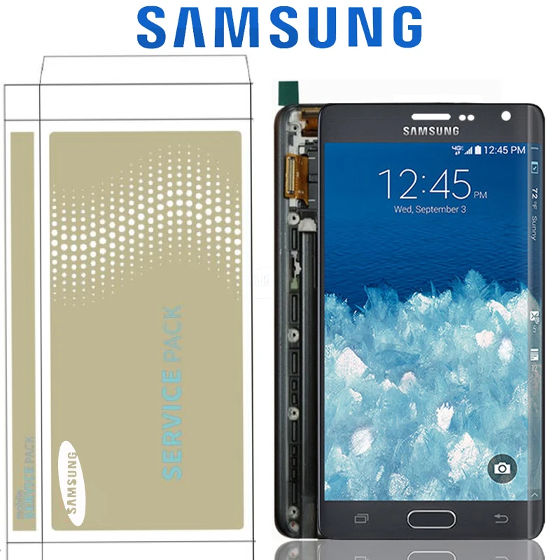 5,6 '' Супер AMOLED ЖК-дисплей для samsung GALAXY Note 4 Edge N915 N9150 N915F с сенсорным экраном дигитайзер с рамкой