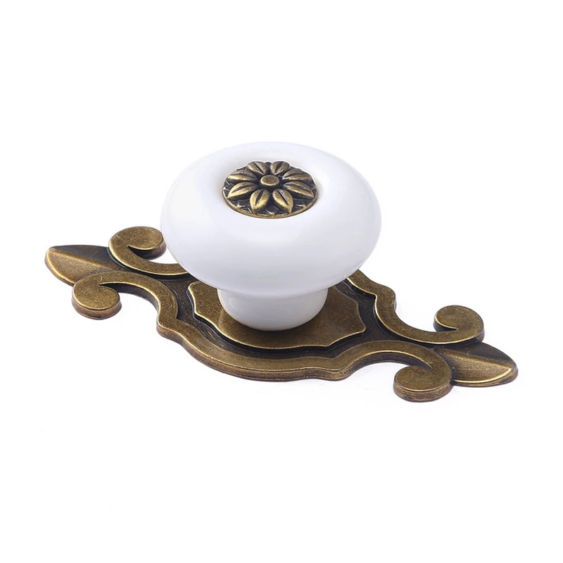 Белый Керамические Кабинета Ручки для Мебели Ящика Потяните Мебельная Фурнитура