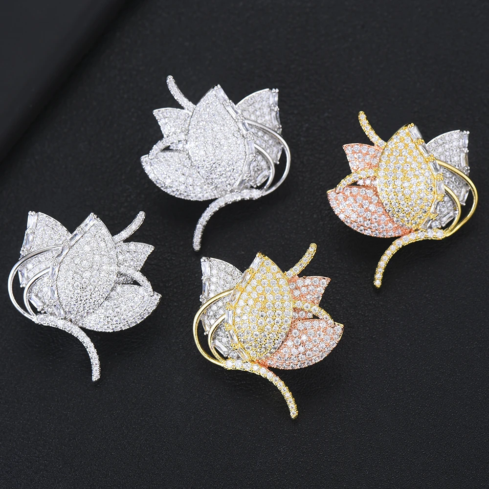 Женские серьги гвоздики в форме цветка лотоса с фианитом|Серьги-гвоздики| |