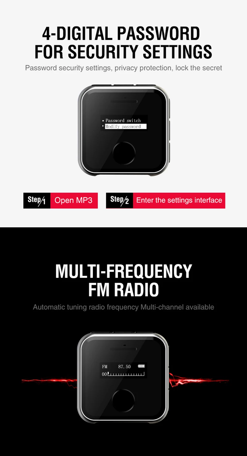 HBNKH R300 MP3 плеер FM радио 16 ГБ Портативный USB мини спортивный Hifi музыкальный плеер Диктофон с ремешком для часов Поддержка TF карты