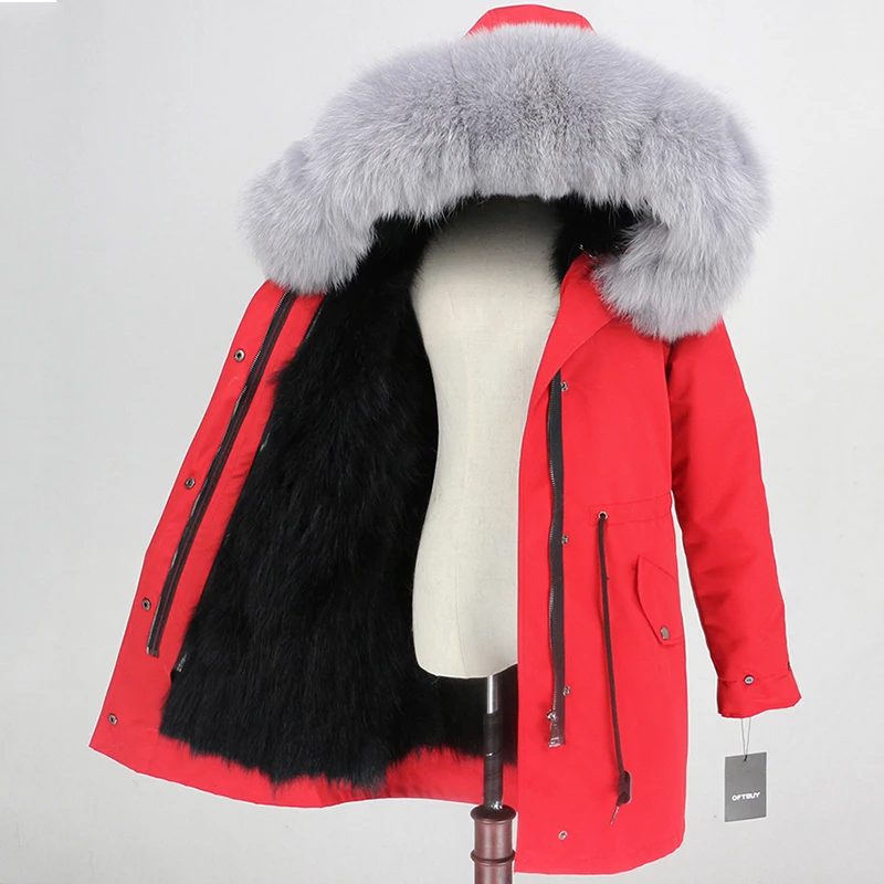 OFTBUY пальто с натуральным мехом, зимняя куртка для женщин, натуральный Лисий мех, водонепроницаемая парка, съемная верхняя одежда, Толстая теплая уличная одежда, бренд