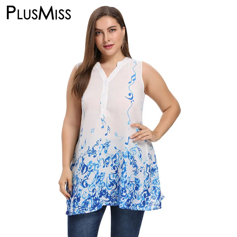 PlusMiss размера плюс 5XL 4XL с принтом музыкальной ноты свободная белая длинная