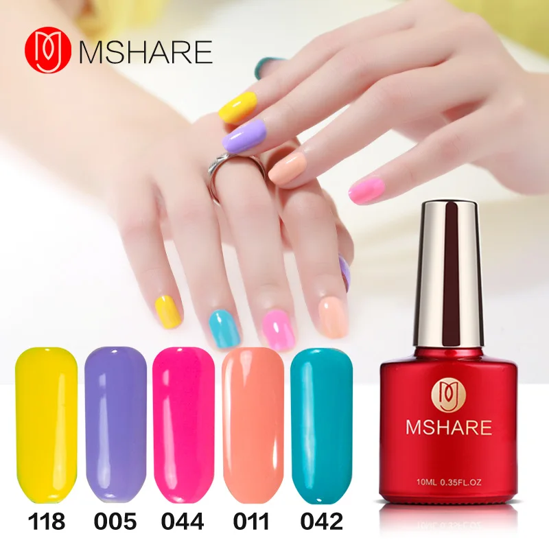 MSHARE желтый синий цвет 10 мл УФ светодиодный Гель лак для ногтей искусство со