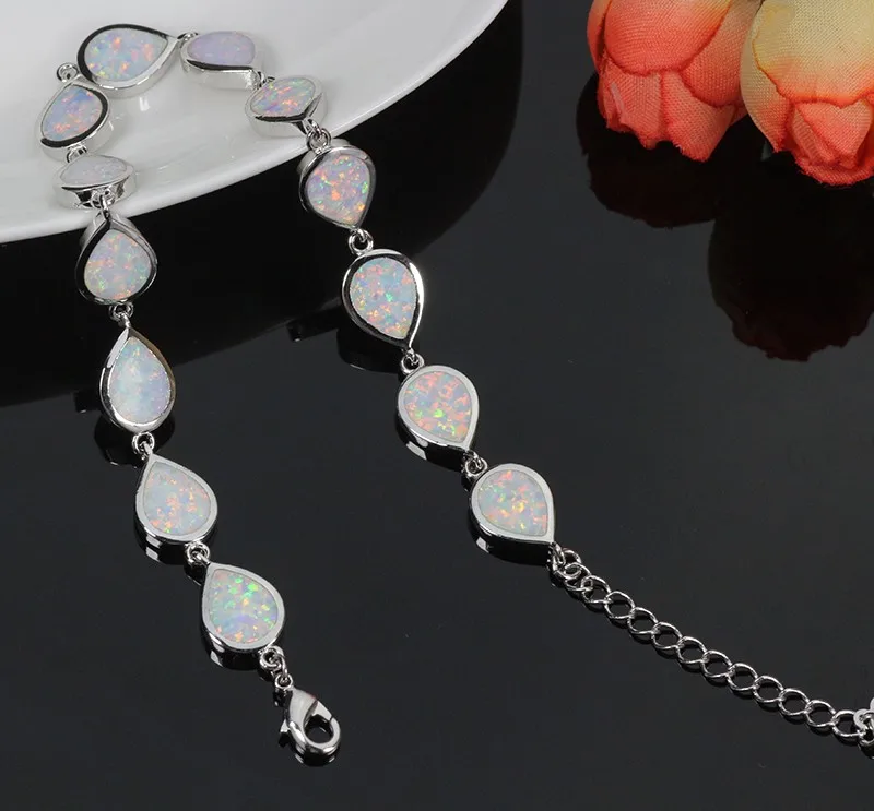 Браслеты SZ0030 с белым опалом для женщин браслеты дружбы в форме капли воды