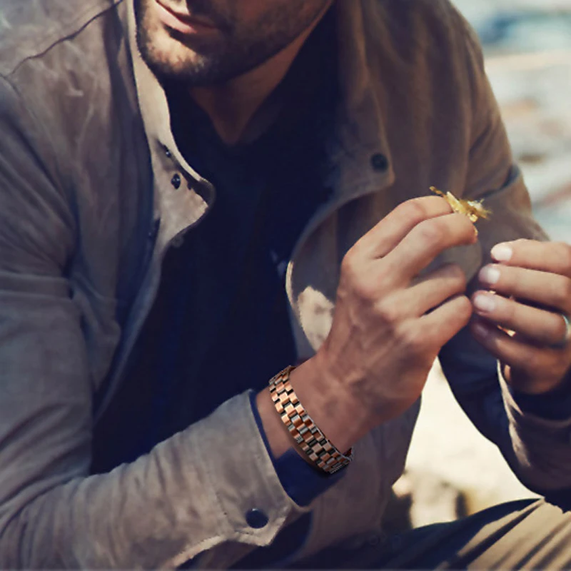 Стильные мужские медные двухрядные магнитные терапевтические браслеты для