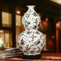 66CM Height Large Antique Jingdezhen Luminous Vase With Flowers and Bird Patterns Ceramic Table Vase Porcelain Decorative Vase