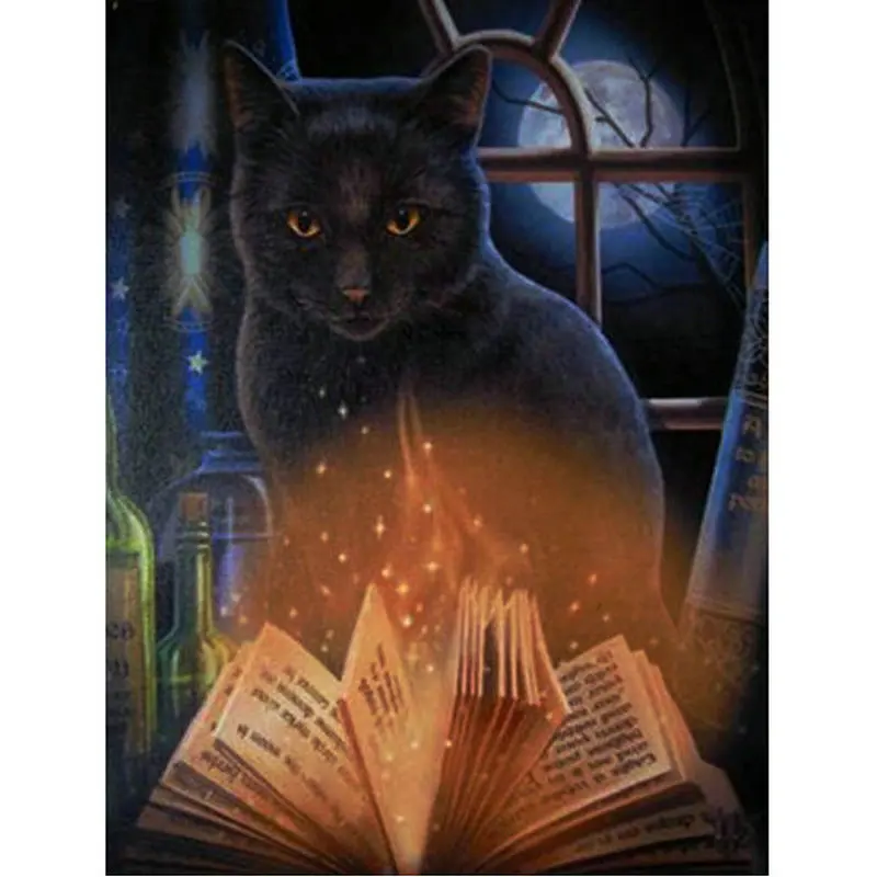 Алмазная 5d картина сделай сам вышивка крестиком кот кристалл квадратная Мозаика