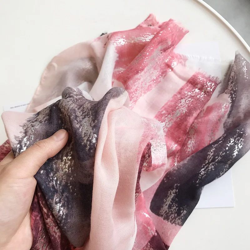 2019 Элитный бренд шарф для женщин с эффектом деграде (переход от темного к блеск