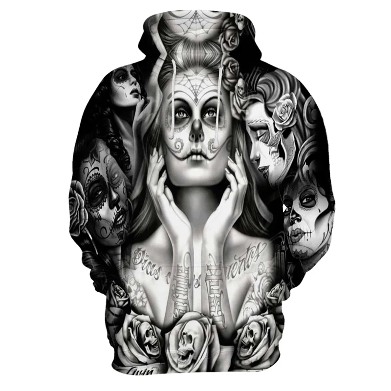 Лидер продаж! Мужские толстовки с капюшоном черепом и 3D принтом забавные в стиле