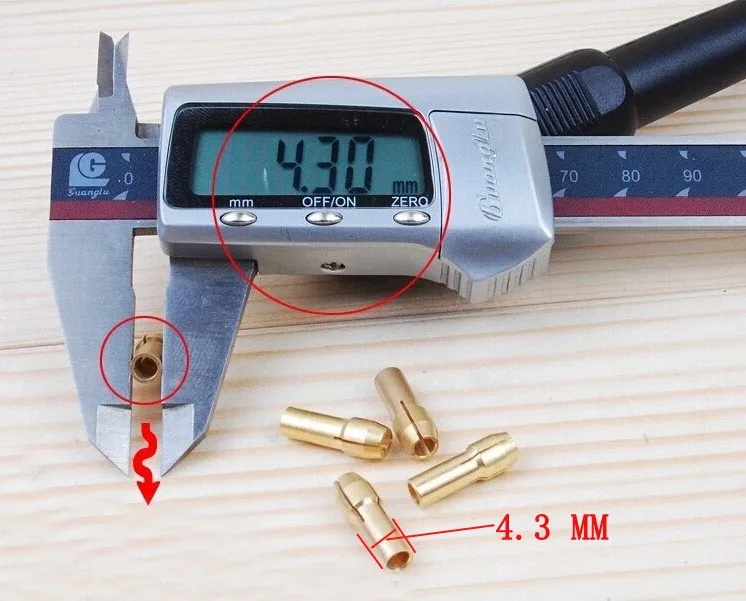 10 шт 4,3 мм. Dremel мини латунь цанговые патроны, в том числе 0,5/0,8/1,0/1,2/1,5/1,8/2,0/2,4/3,0/3,2 мм