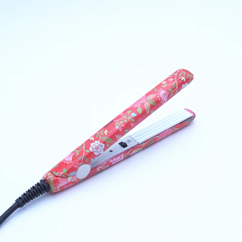 flower red Curly Wenyi, Электронный Профессиональный утюжок для волос, для укладки волос, портативная Керамическая Мини утюжок для выпрямления волос, Утюги, инструменты для укладки - Цвет: flower red Curly