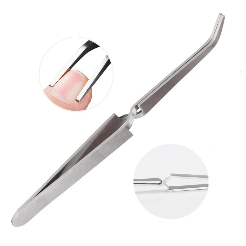 

1Pc Nail Art Shaping Tweezers Stainless Steel Multi-Function Clip Tip Manicure UV Gel Acrylic C Curve Nippers Nail Art Tool NT01