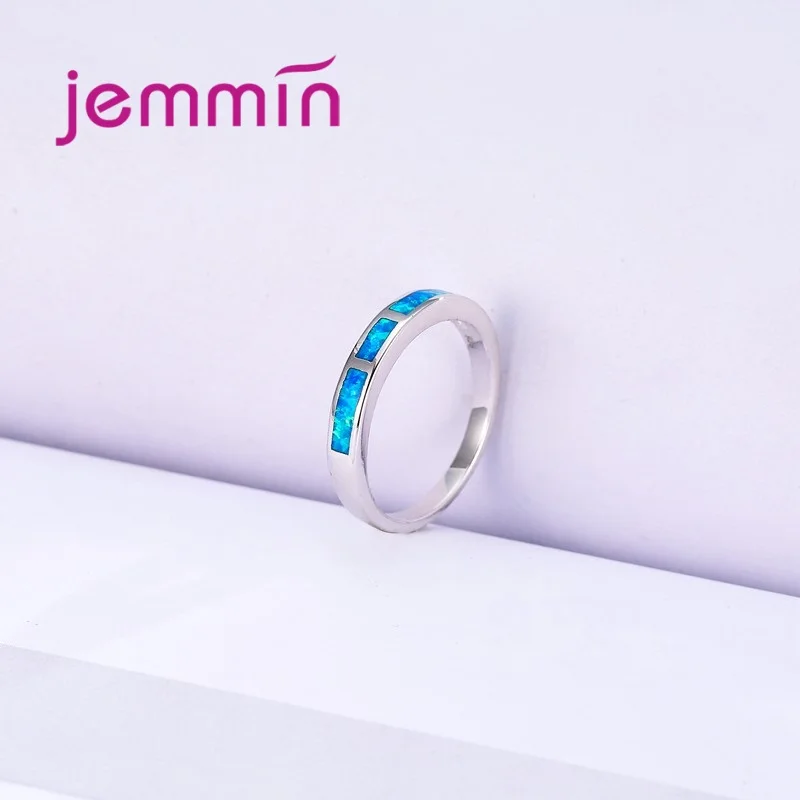 Женское тонкое кольцо с голубым огненным опалом свадебные украшения из