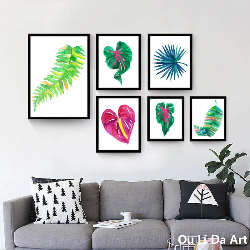 Картина маслом на холсте без рамки тропические лес растения попугай | Дом и сад
