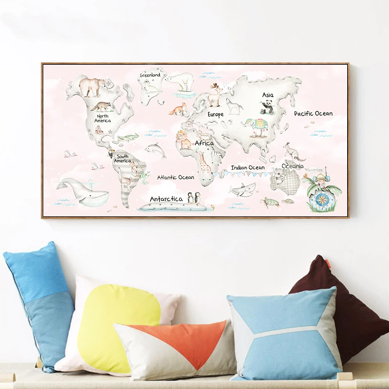 Printed Poster Canvas Painting Art Print Picture Wall Modern World Map For Bedroom Home Decor Nordic | Дом и сад