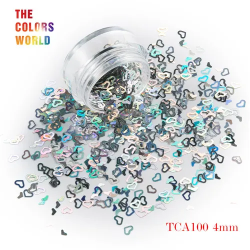 TCA100 200g Tct-050 полые сердца Форма Лазерная красочные Глиттеры для ногтей 4 мм Размеры для ногтей Гели для ногтей украшения Макияж facepaint DIY украшения - Цвет: TCA100 200g