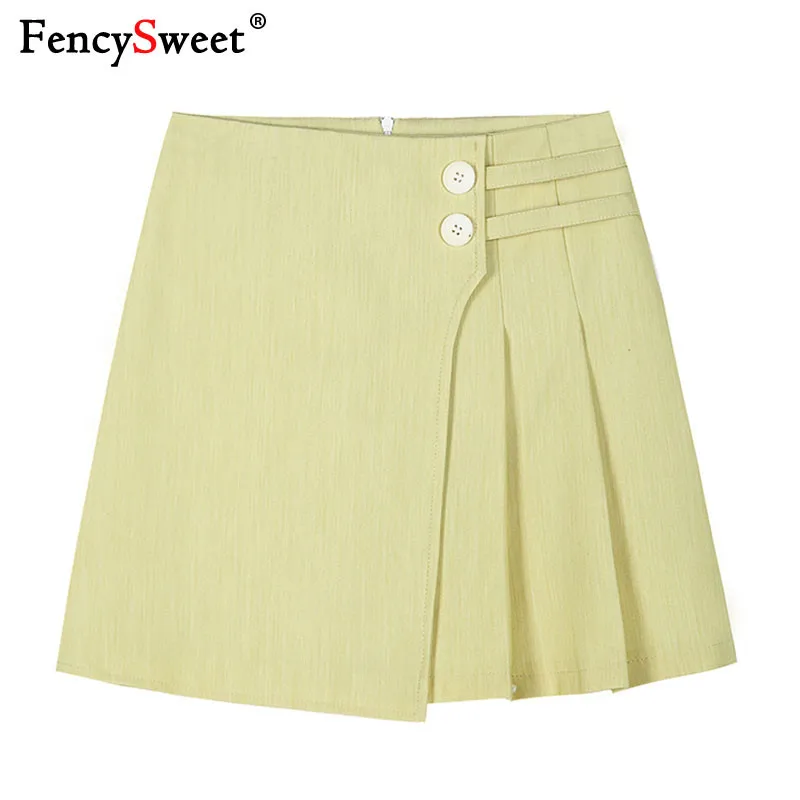 Fencysweet/2019 летняя плиссированная мини юбка женские короткие юбки с высокой талией