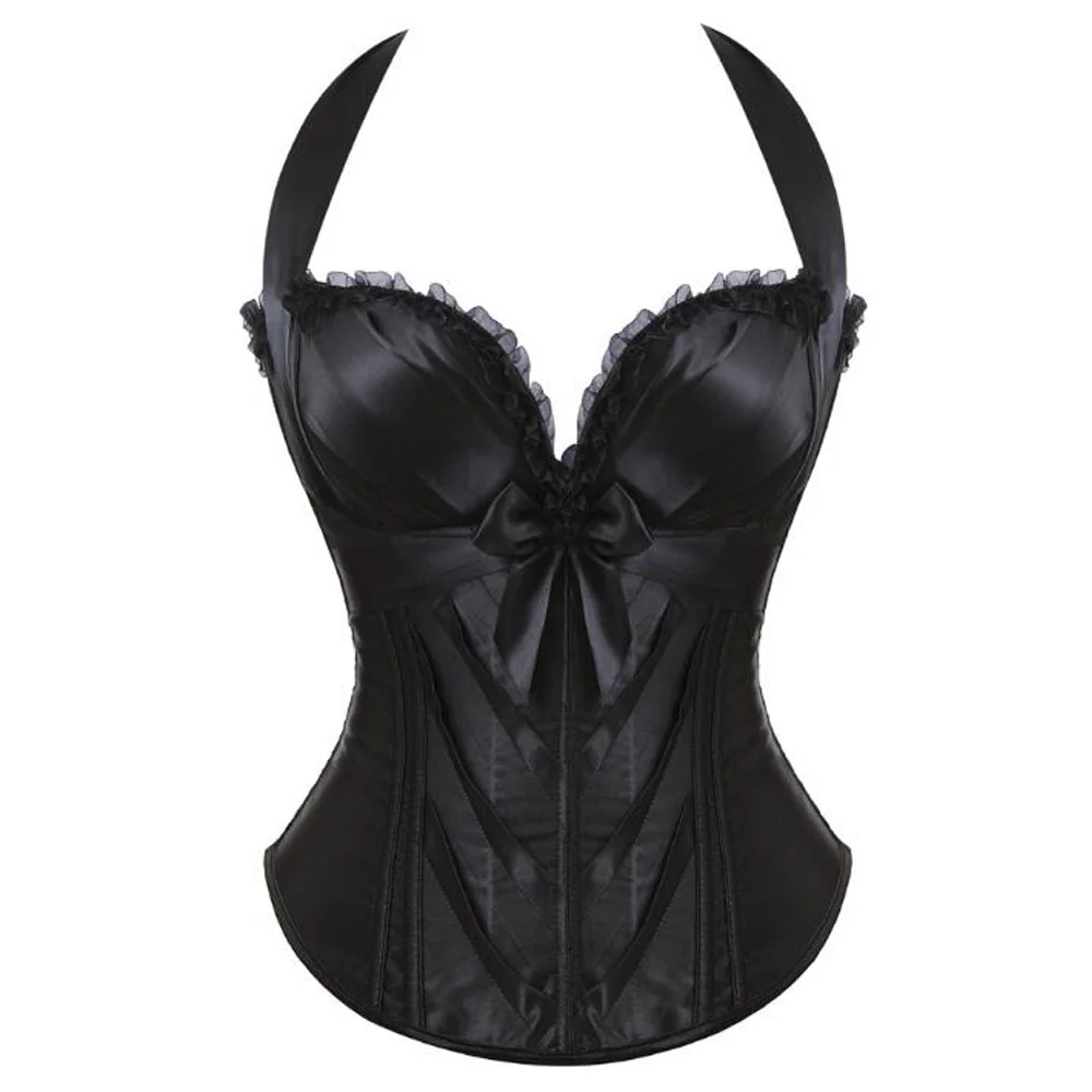 Женский черный Корсеты-бюстье Burlesque аксессуары в стиле стимпанка женский топ на