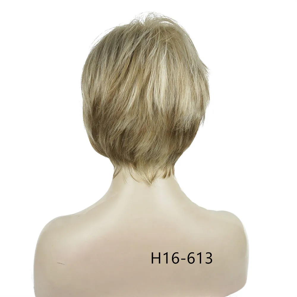 H16-613 StrongBeauty синтетический парик женский коричневый/светлые волосы натуральный парик короткие прямые парики - Цвет: H16-613
