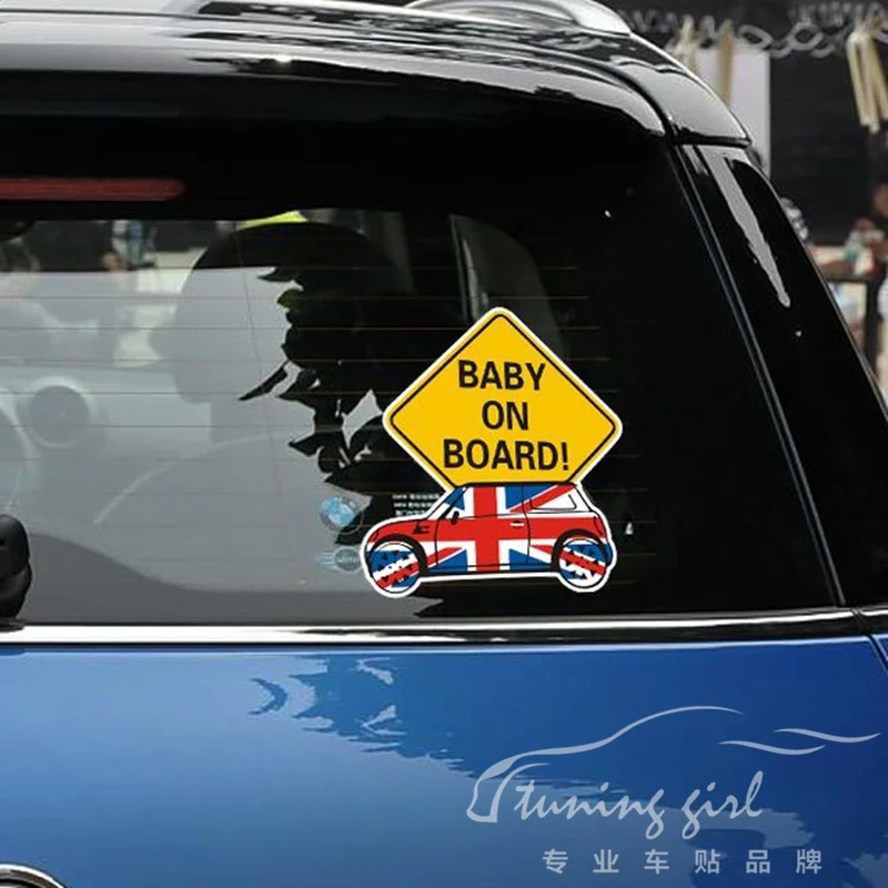 Автомобильные наклейки Mini Cooper Baby In Car On Board Мультяшные милые Креативные UK
