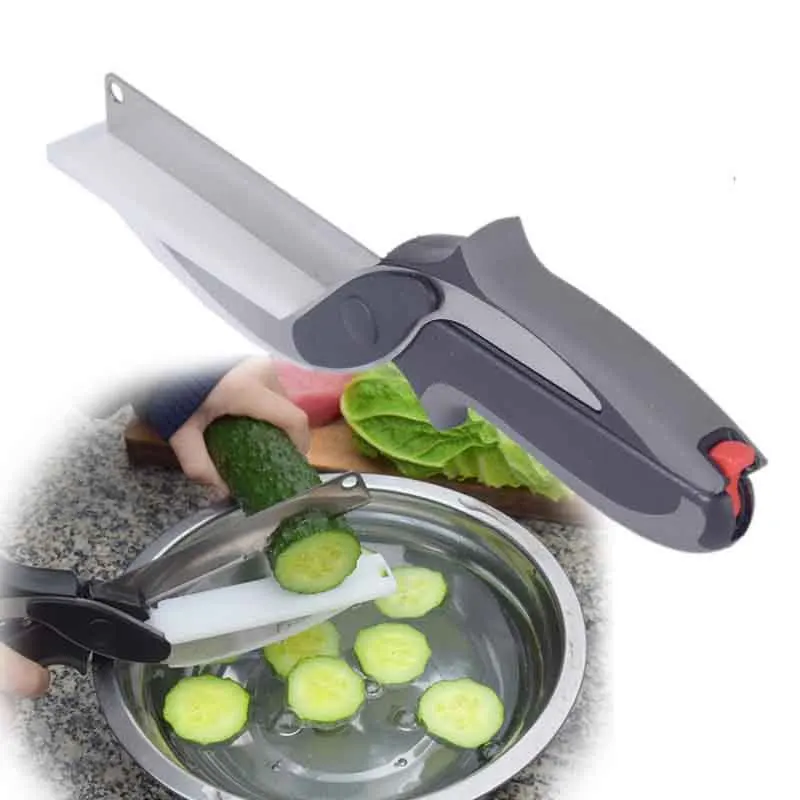 Smart Multi-Function Clever Scissors Cutter 2 in 1 Cutting Board utility cutter Stainless Steel Ourdoor Vegetable Knife | Дом и сад