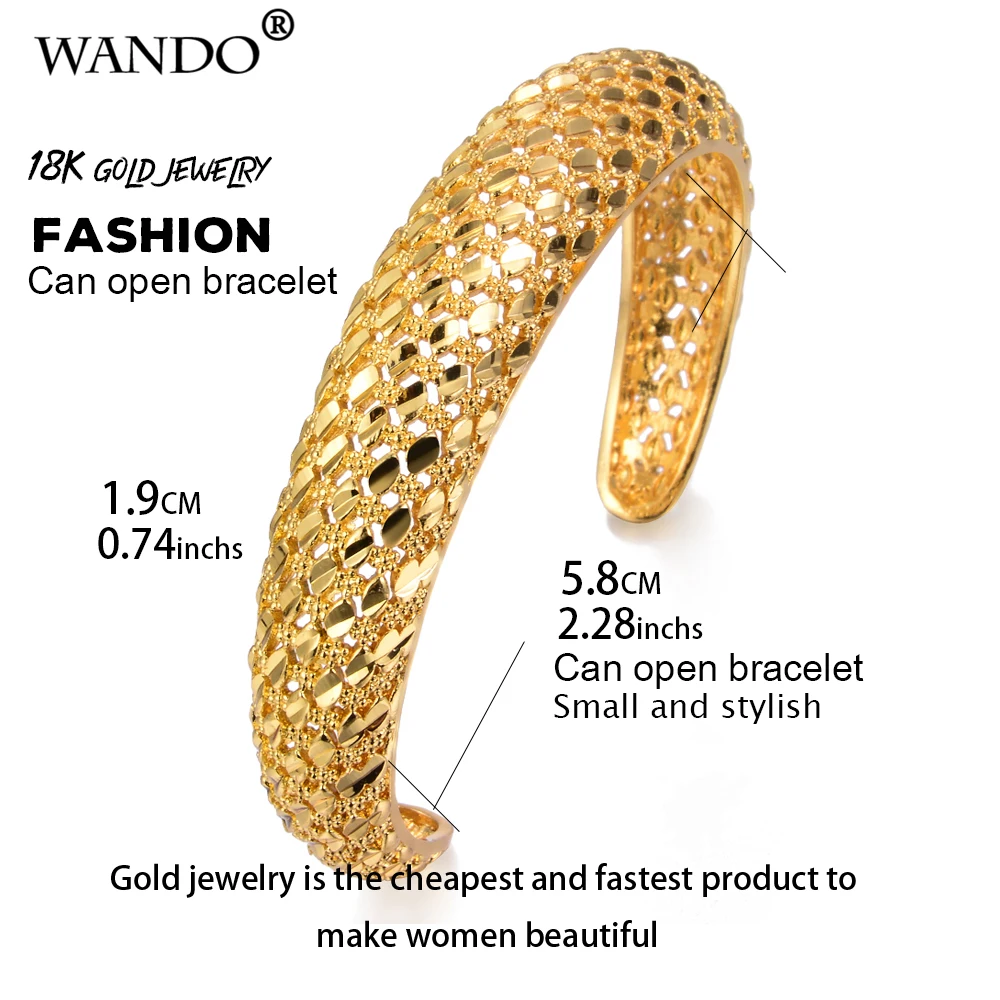 WANDO Ethiopian Bangle Women Fashion Gold Color Dubai Bride Wedding Gift African Bracelet Arab Jewelry b79 |