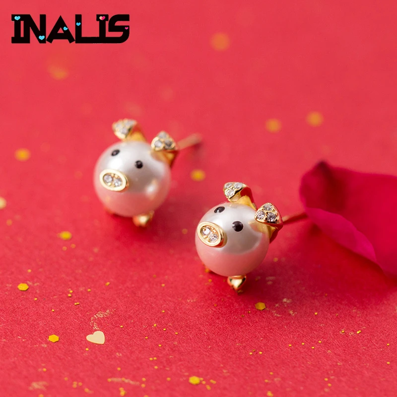 INALIS 2019 Новые Симпатичные серьги гвоздики 925 пробы Серебряное украшенное