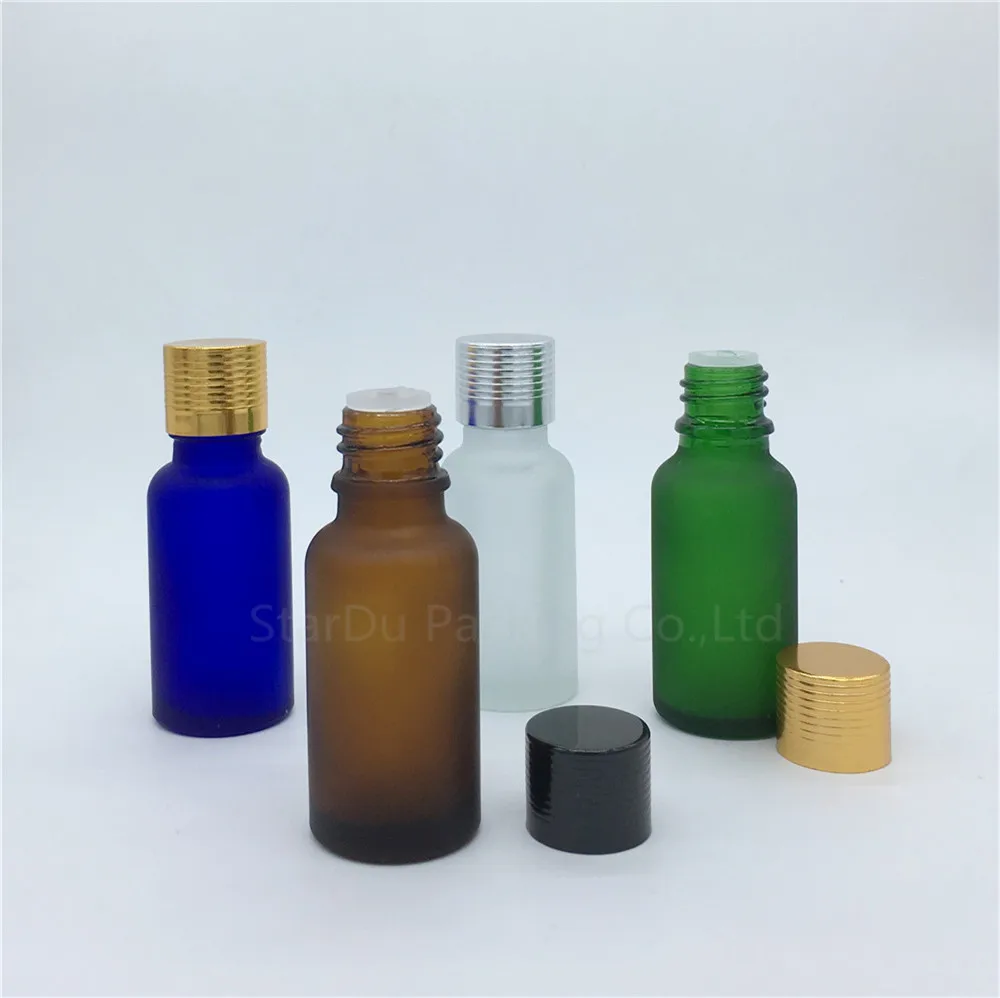 Дорожная бутылка 20 мл зеленая синяя янтарная прозрачная матовая стеклянная