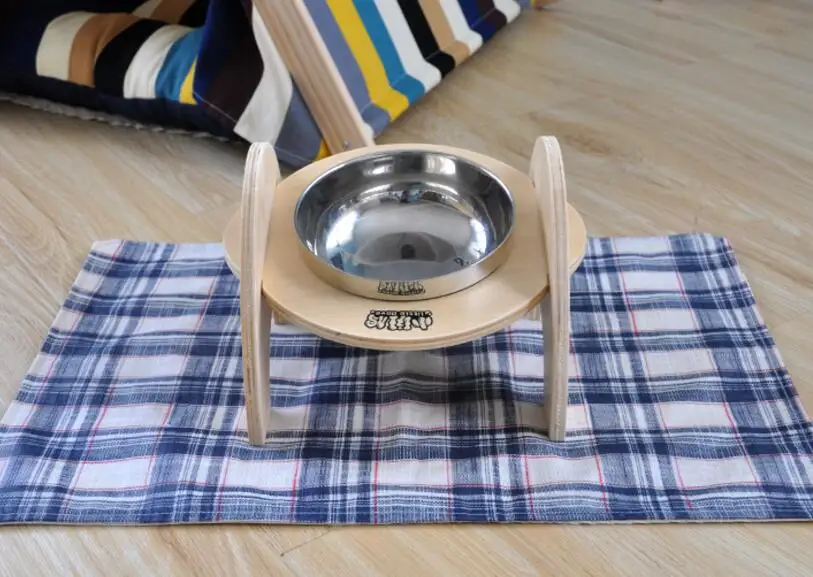Round food bowl SUFEILE домик для питомца для щенка/палатка для котенка товары для домашних животных моющаяся домашняя кровать для собаки+ палатка собачья Конура сосна+ холст D40 - Цвет: Round food bowl