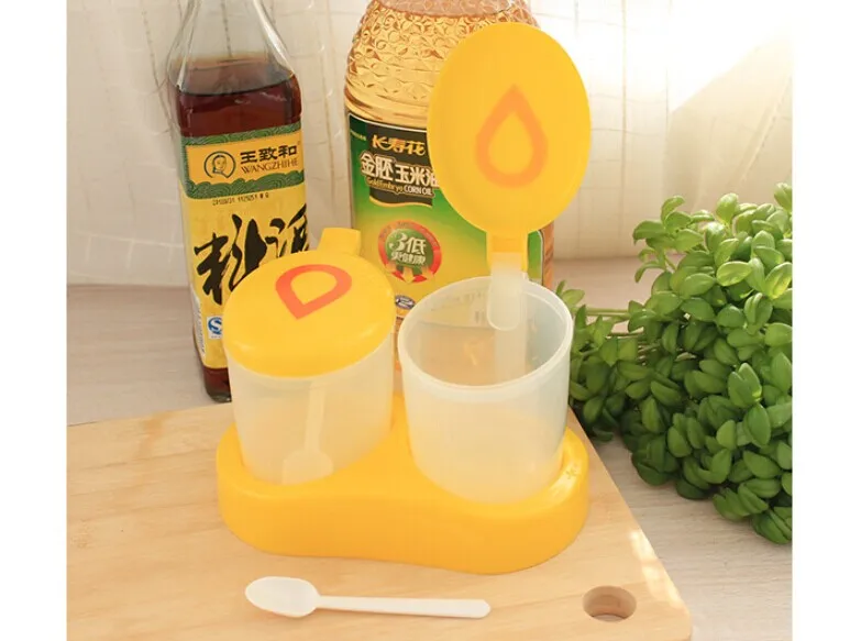 2 шт./SE красочные два решетки пластиковые приправы коробка оболочкой с ложкой и