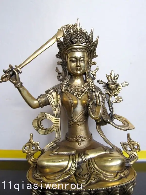 Коллекционная тибетская буддийская из бронзы Манджушри Будда Металлическая