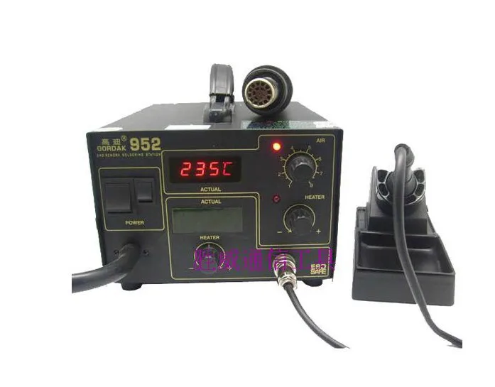 

New 270W Gordak 952V soldering station + hot air heat gun 2 in 1 SMD BGA rework station 6pcs