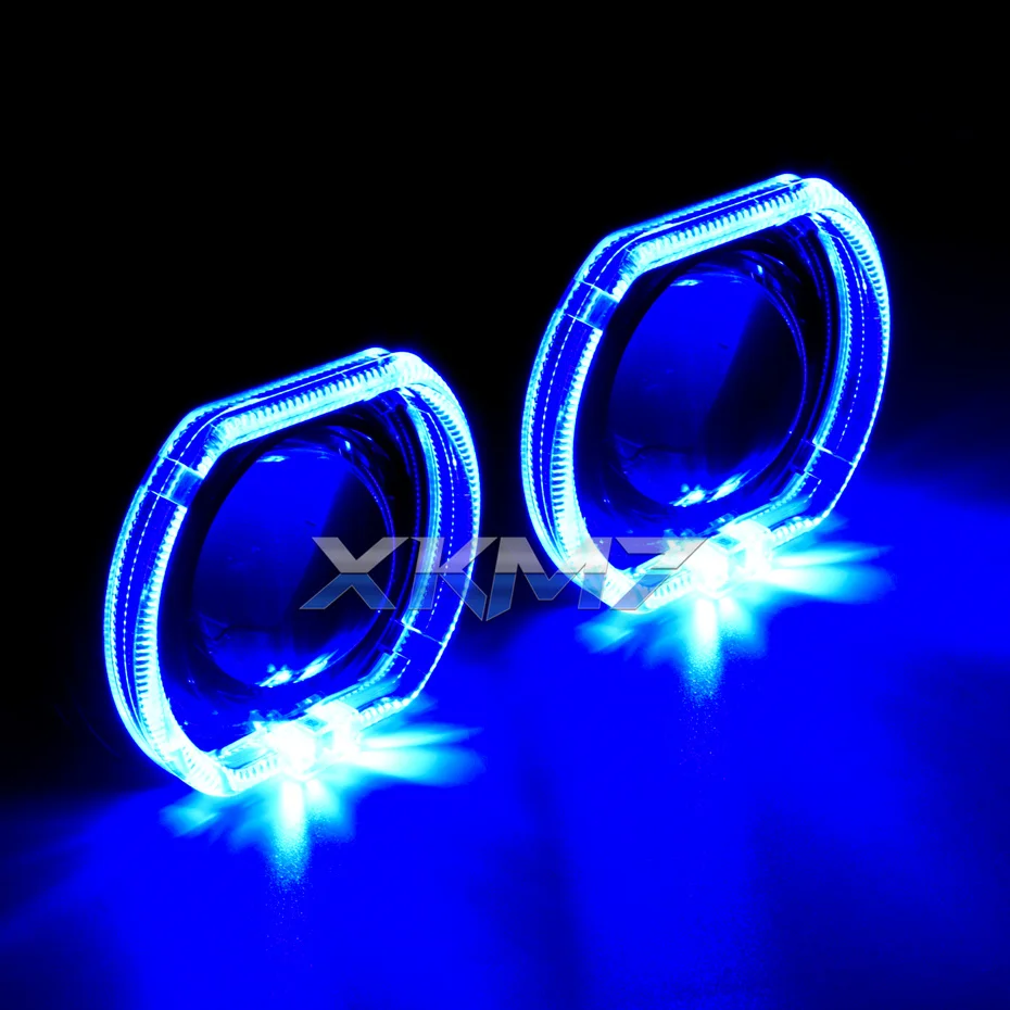 2,5 фары, линзы, светодиодный фонарь для бега, квадратные спортивные ангельские глазки, Halo, биксеноновые линзы, HID проекторы, черные кожухи для автомобиля, мотоцикла