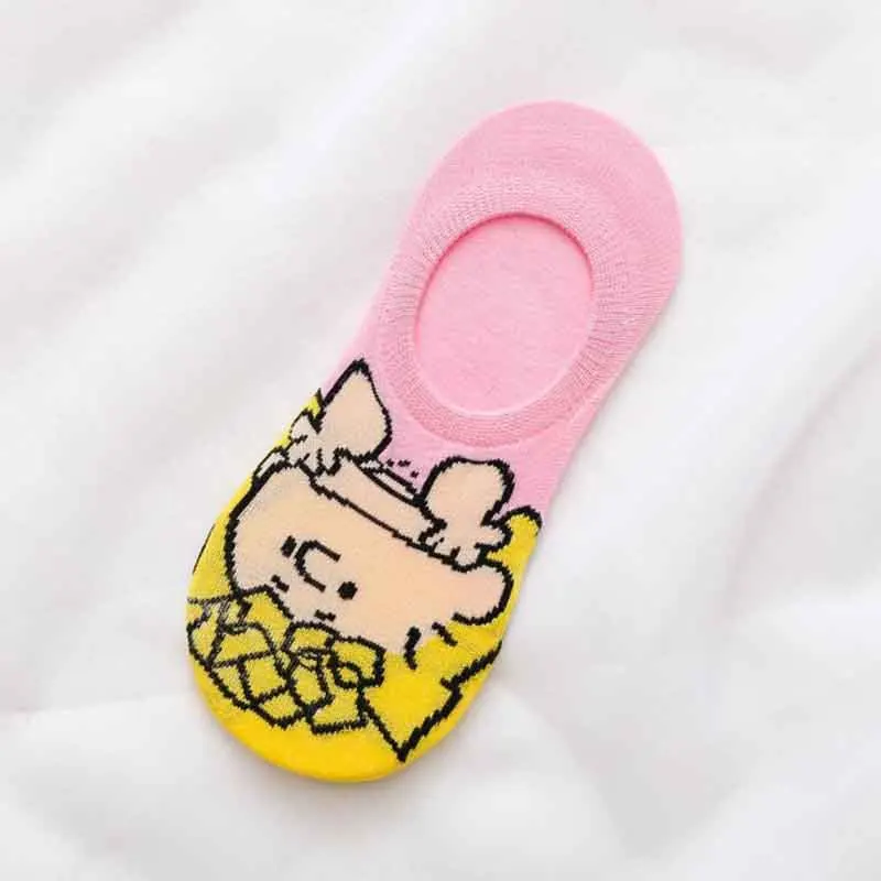 Новинка Женские тонкие короткие Носки с рисунком аниме Нескользящие хлопковые