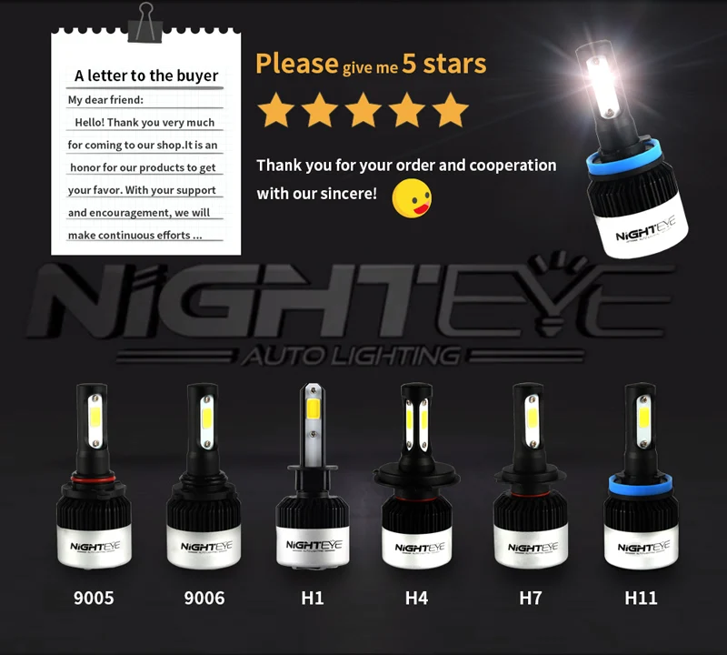 Nighteye 2 шт. супер яркий H11 светодиодные лампы H8 H9 72 Вт 9000lm фара автомобиля светодиодные светильники для AUTOT 12 В с Вентиляторы 6500 К ничуть лампочки для авто