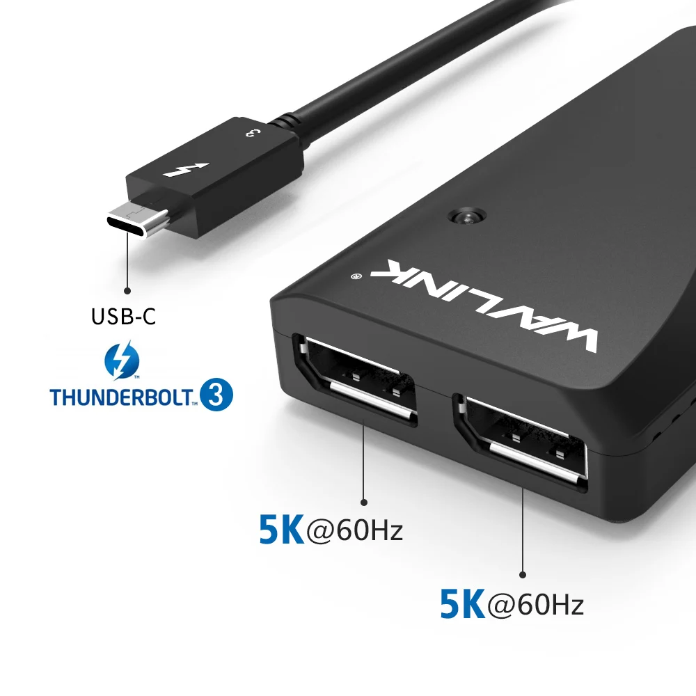 Wavlink USB C type c Thunderbolt 3 к двойному адаптеру DisplayPort DP поддерживает 2 UHD 4K @ 60Hz или 5 K