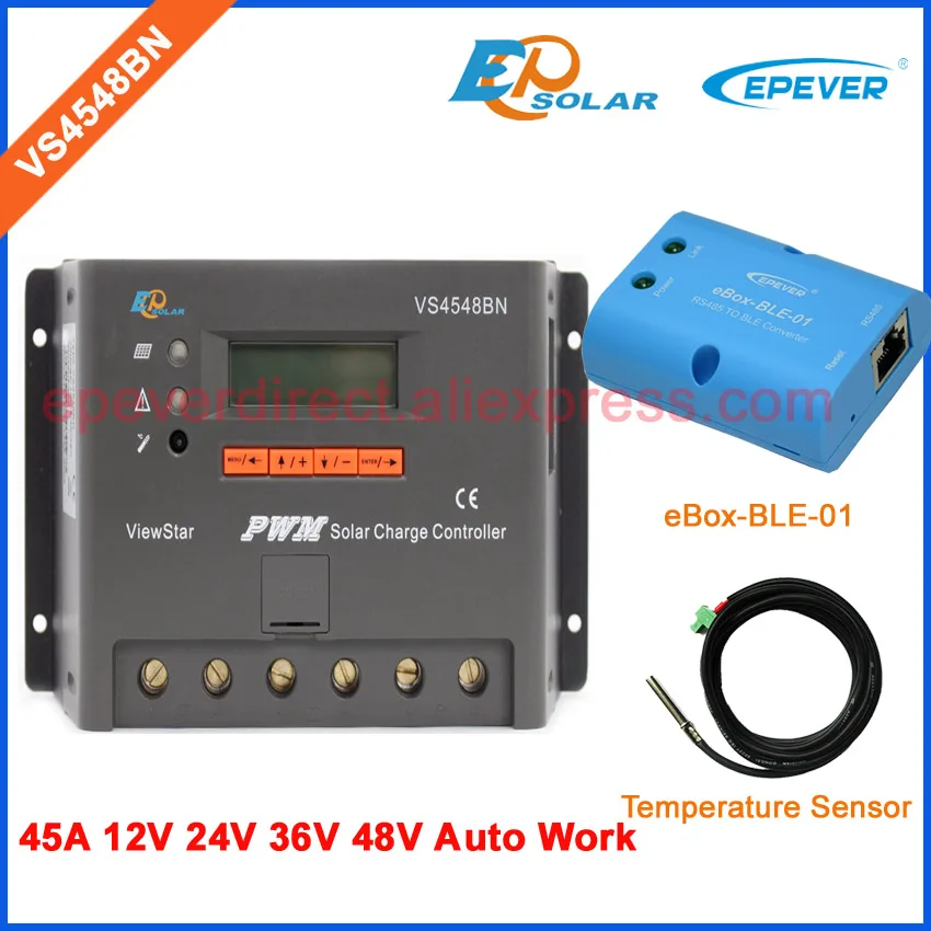 Фото PWM солнечный портативный контроллер EPEVER VS4548BN 45A 45 а EPsolar ViewStar sebers bluetooth eBOX Android для телефонов №1